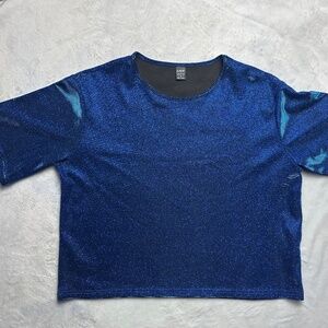 SHEIN Blue Glitter Crop Top – Size S